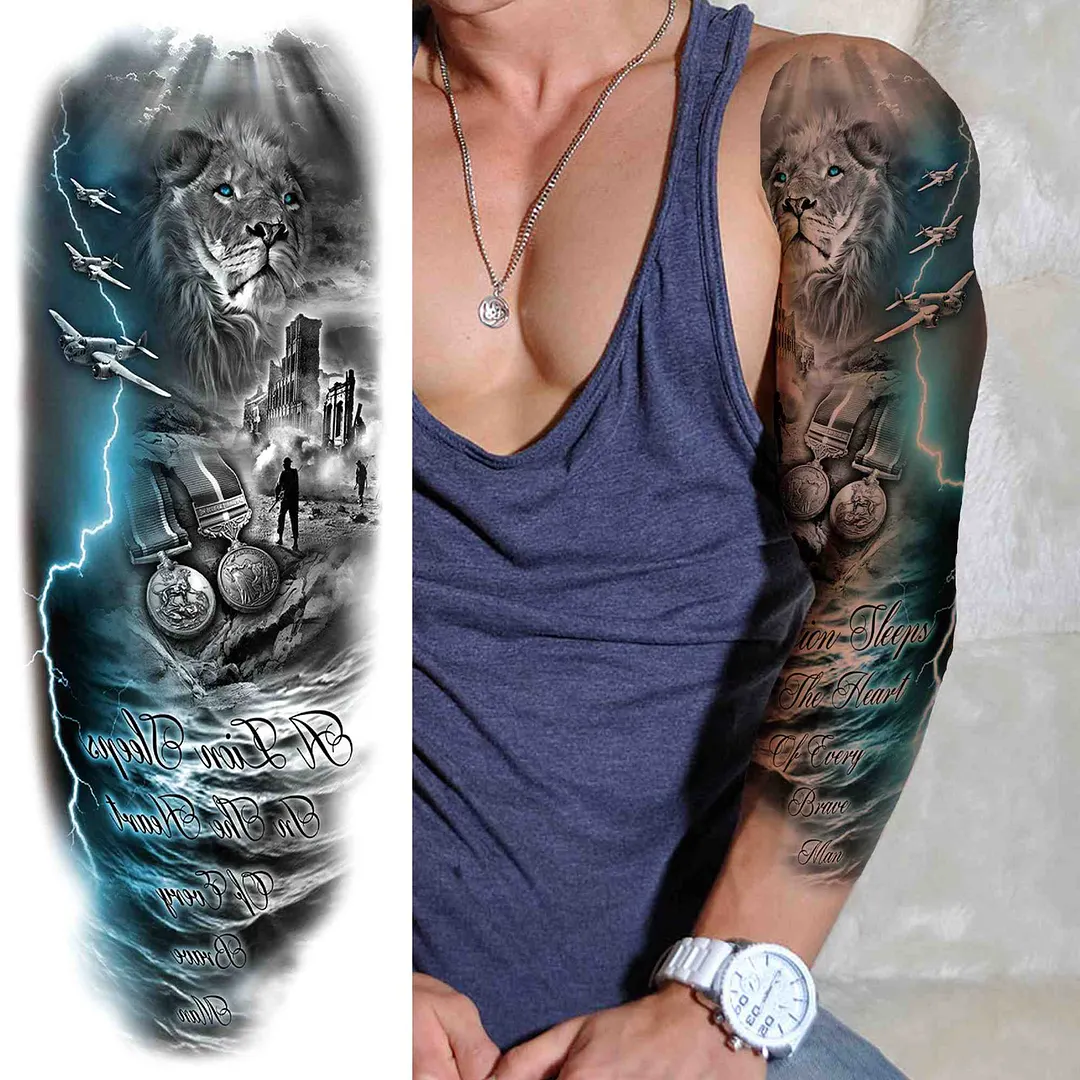 Tribal Totem Temporary Tattoo Sleeve For Men Women Adult Fake Flower Shoulder Tatoos Sticker Black Skull Tattoos Big Full Arm 1001 515