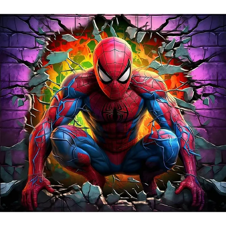 Spider-Man Breaking Through The Wall 40*35CM(Canvas) Full Round Drill Diamond Painting gbfke