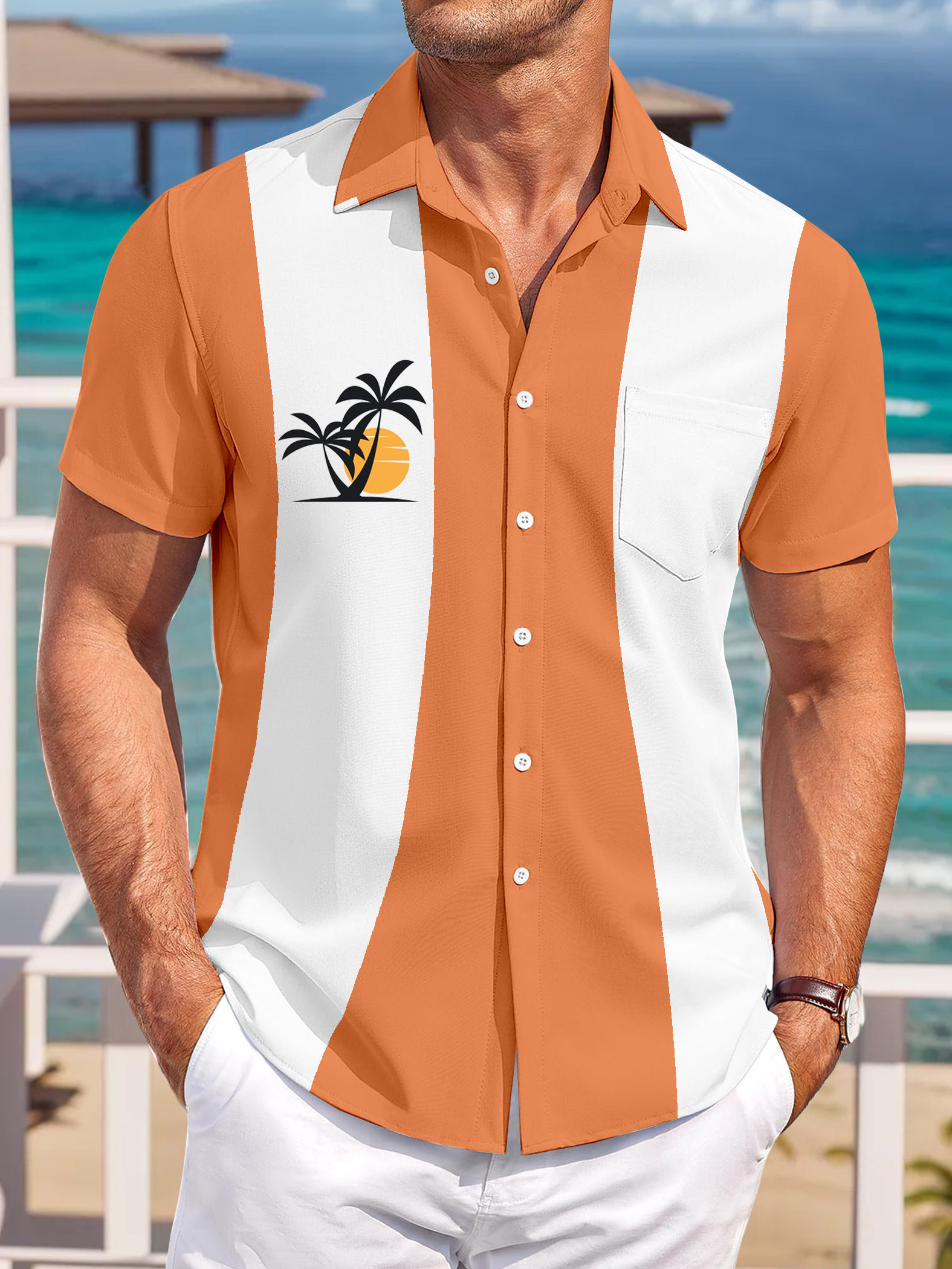 - Classic coconut tree bowling shirt 1309