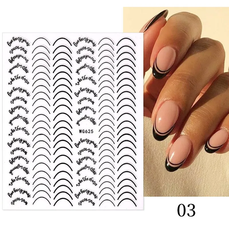 Geometric Lines Flowers Leaves 3D Nail Sticker Figure Woman Face Pattern Special Self Adhesive Nail Art Decals Manicures Sliders-Nail Inspo