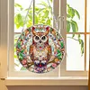 (Upgrade Size)DIY Diamond Painting Art Double Sided Effect Pendant Colorful Stained Glass Hanging Ornament Kit(Owl)