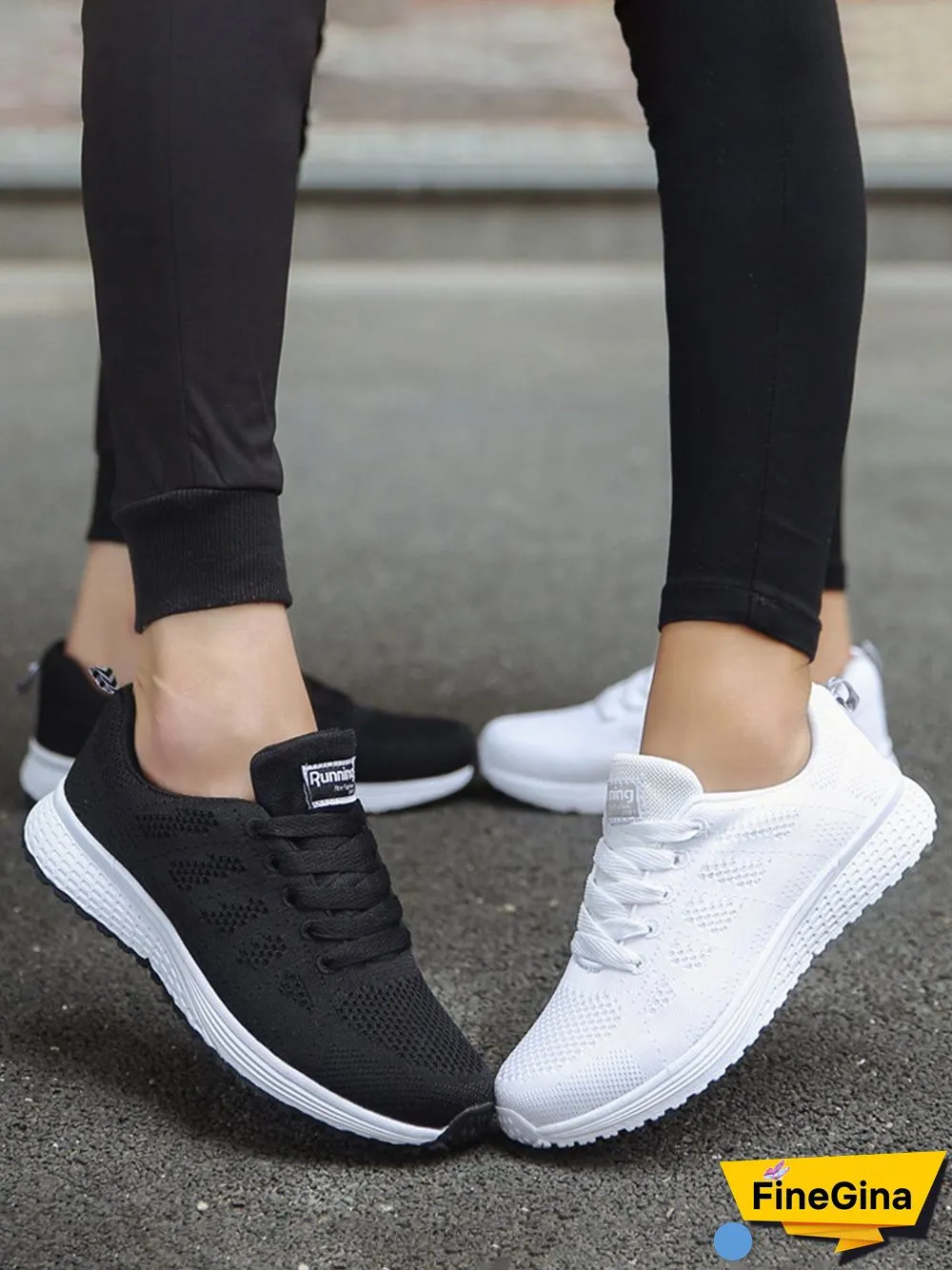 Contrasting Solid Color Breathable Mesh Casual Sneakers
