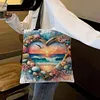 Heart-Shaped Beach Scenery-11CT DIY Stamped Cross Stitch Shopping Bag 40*40cm