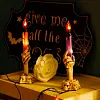 Bougie &eacute;lectronique LED d'Halloween, bougeoir squelette
