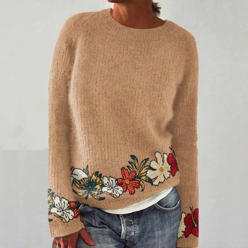 Vintage Floral Pattern Women's Cardigan Sweater
