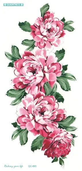 QC-671/20X10cm Long Colorful High Solution Body Art Purple Peony Flowers Circle Design Temporary Fake Flash Tatoo Sticker Taty