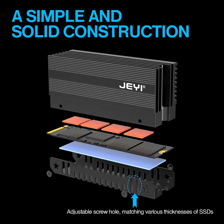 JEYI M.2 2280 SSD HeatSink Cooler, Heavy Duty Aluminum Convective