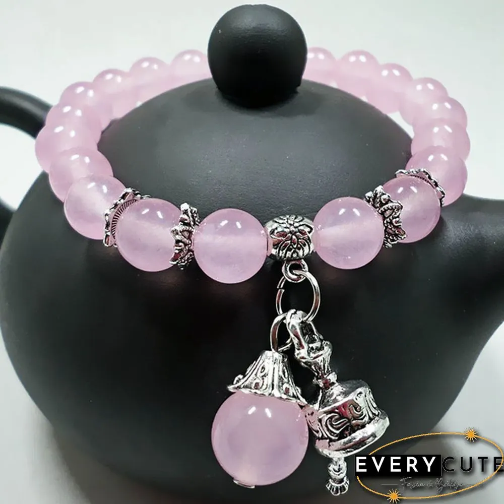 Natural Crystal Bracelets Chalcedony Stone Bracelet Women Ethnic Style Ladies Fashion Handmade Beaded Hand Jewelry