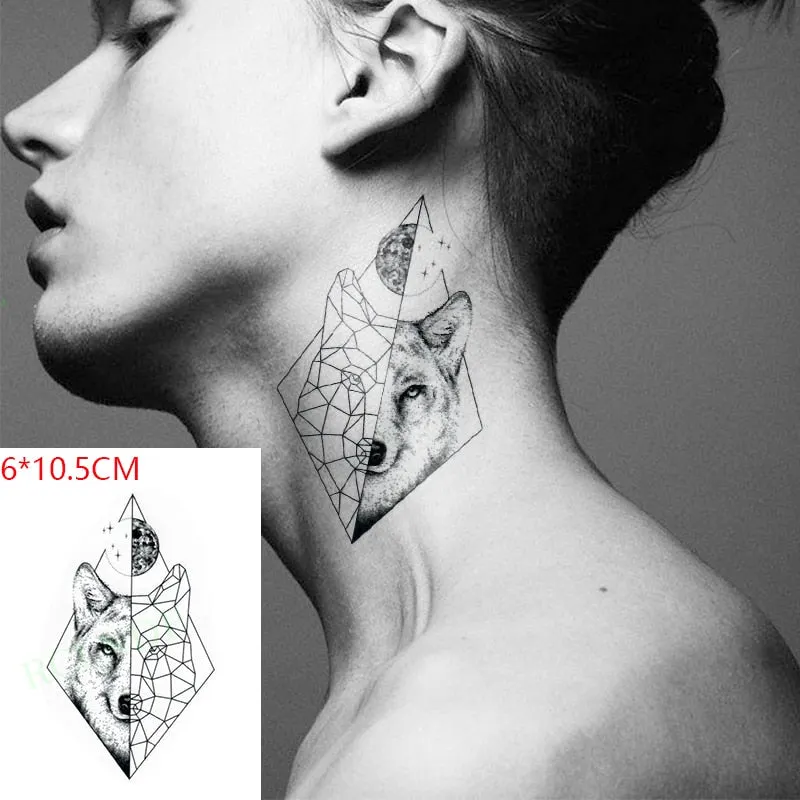 Waterproof Temporary Tattoo Sticker Neck Black Word Angel Devil Bull Cross English Letters Flash Tatoo Fake Tatto for Woman Men
