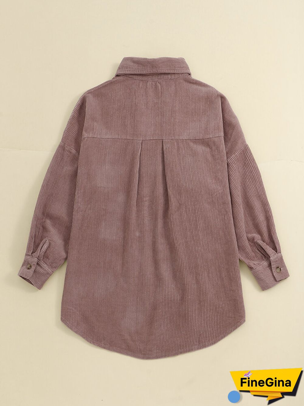 Corduroy Ribbed Solid Pocket Button Lapel Long Sleeve Jakcet