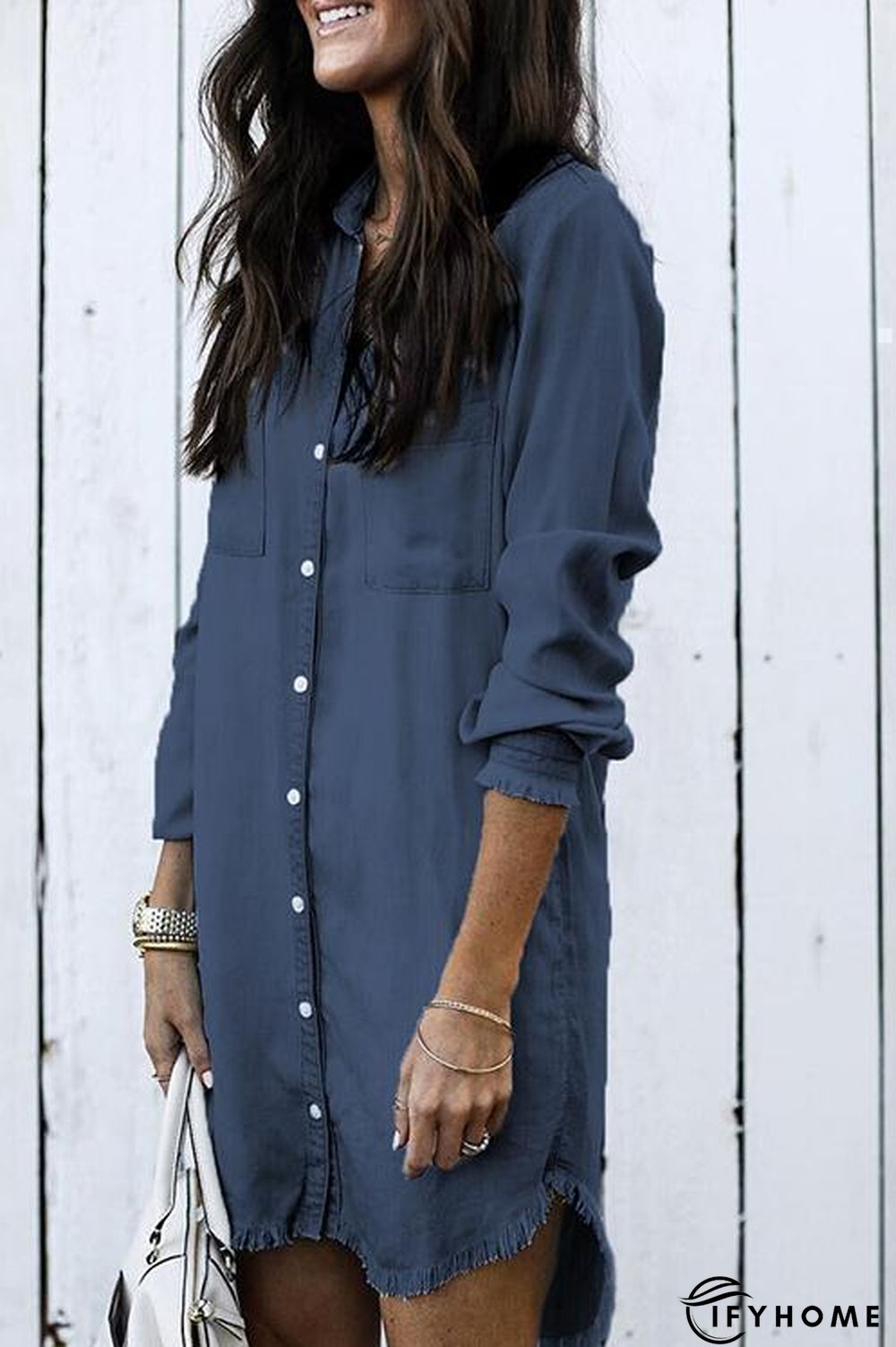 Denim Shirt Dress Overcoat | IFYHOME