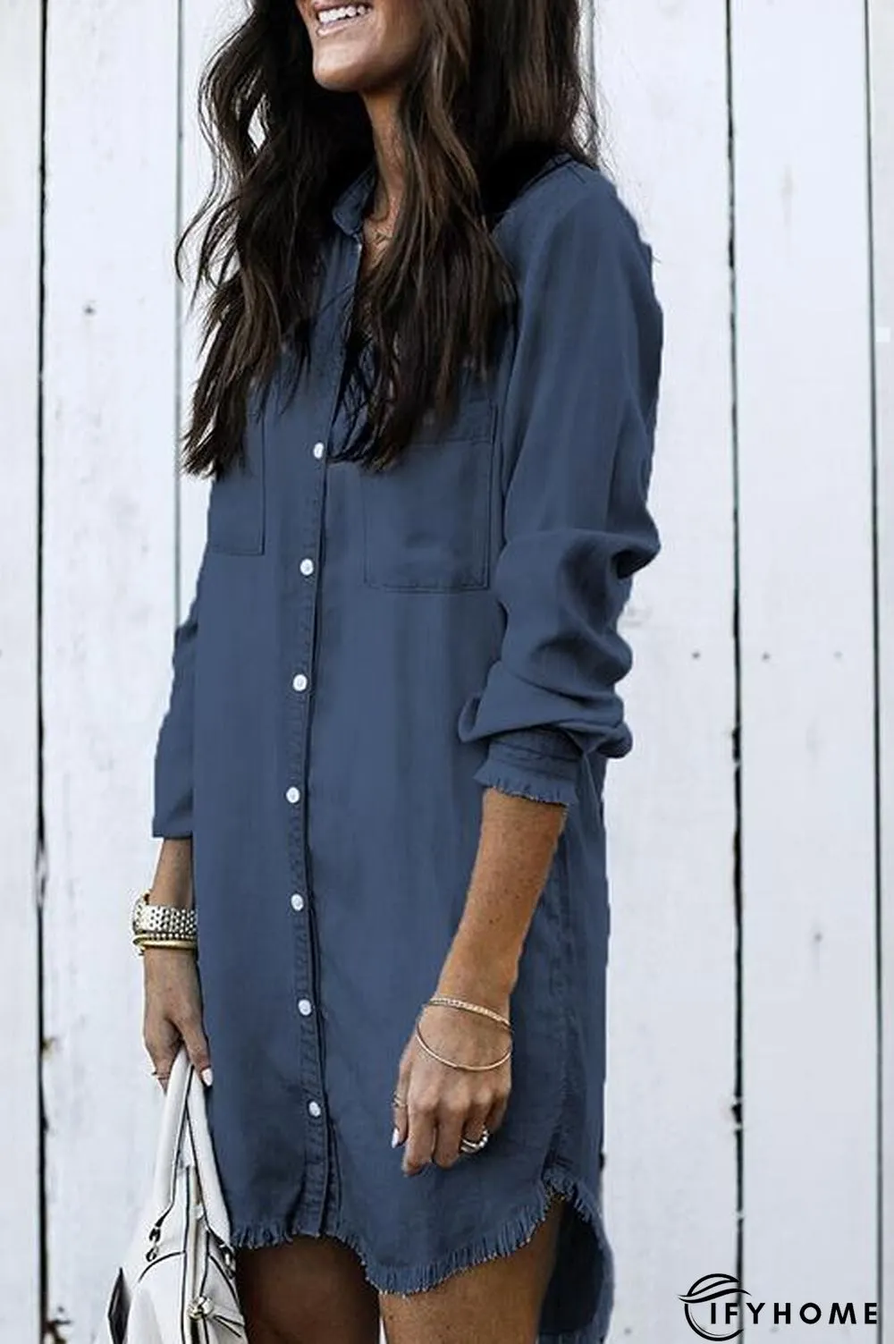 Denim Shirt Dress Overcoat | IFYHOME