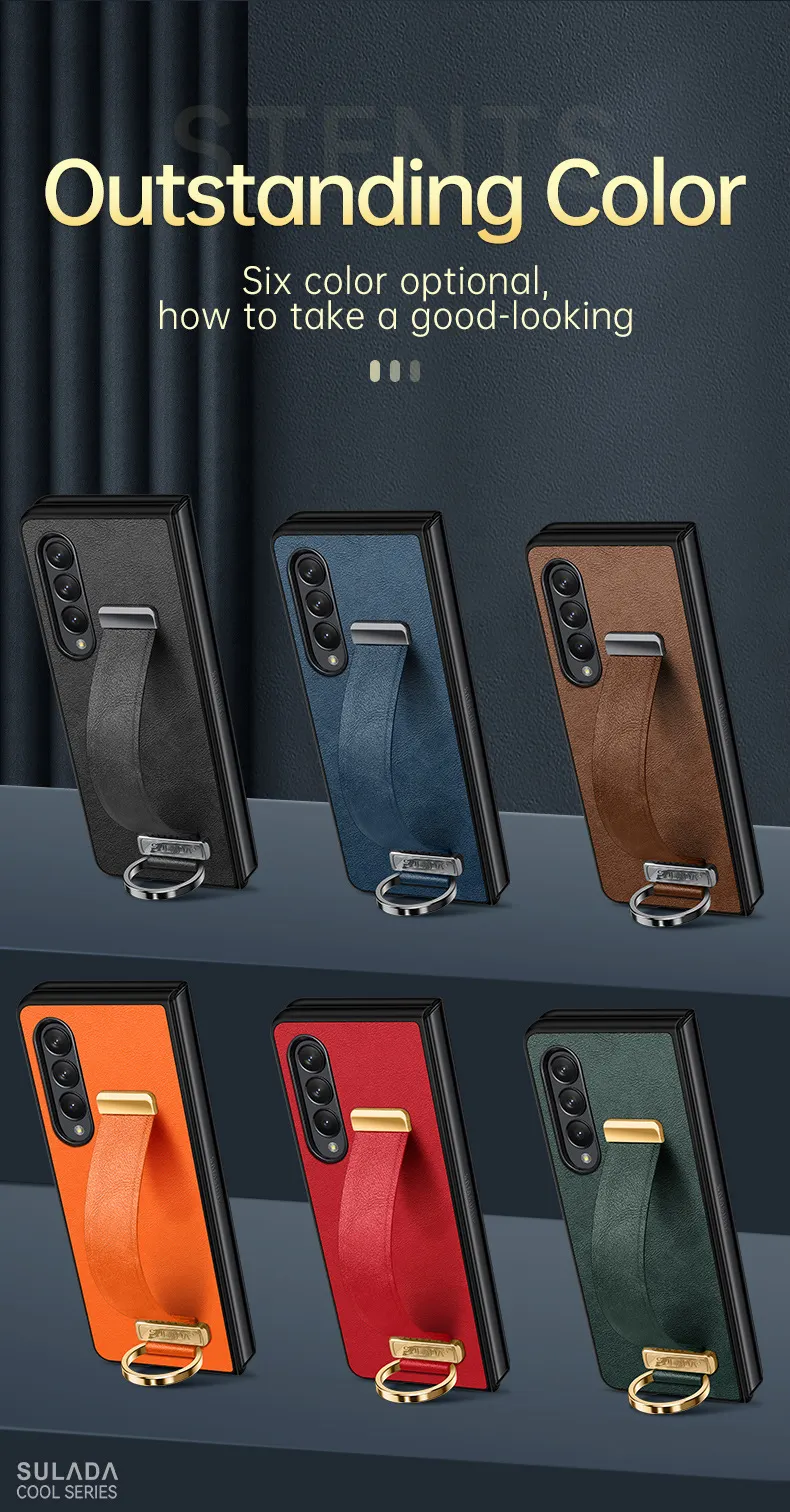 Samsung Zfold4/5 cowhide pattern wristband holder protective cover