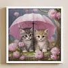 Kitten Holding Umbrella With Flowers - 11CT Stamped Cross Stitch - 40*40cm - Cat