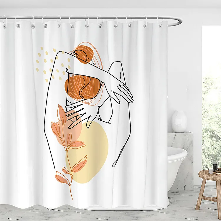 Abstract Line Art F Waterproof Shower Curtains With 12 Hooks