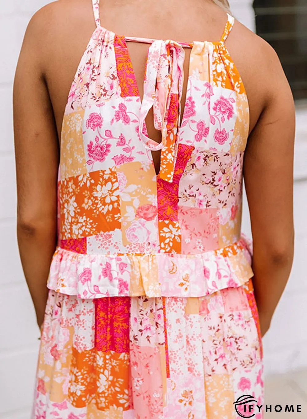 Multicolor Boho Geometric Floral Print Sleeveless Maxi Dress | IFYHOME