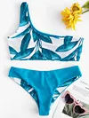 ZAFUL One Shoulder Leaves Print Bikini Sexy Bathing Suit Push Up Swimming Suit Swimwear Beachwear for Women