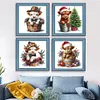12pcs Christmas Yak-11CT Stamped Cross Stitch Set 12.5*12.5cm/4.92*4.92in