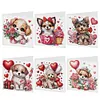 (US Local)6Pcs Flower Puppy Diamond Painting Greeting Card Diamond Handmade Card