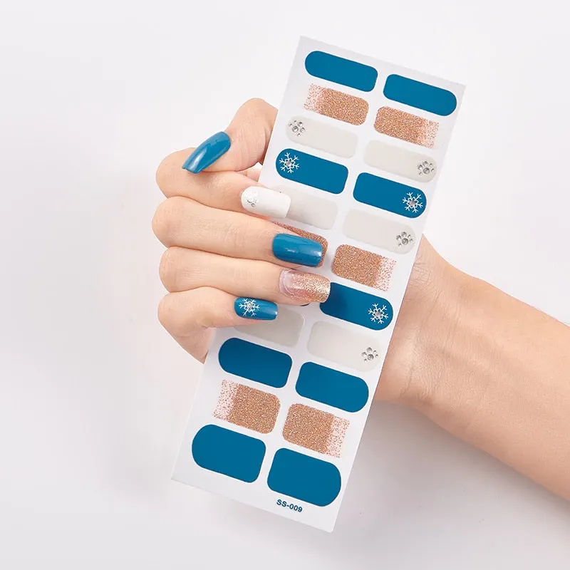 22 Tips/Sheet Solid And Shivering Patterned Nails Nail Wraps DIY Self Adhesive Nail Art Stickers 2020 Designer Nail Decals