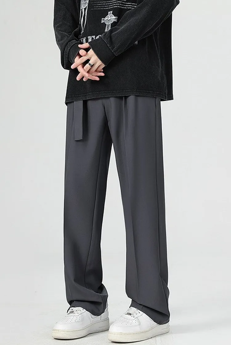 Men's Straight Leg Trousers with a Relaxed Fit and Fluid Drape