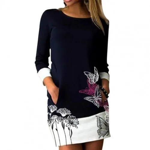 Vestidos Vintage Elegant Floral Short Dress Women Boho Long Sleeve Vestido Print Dress Evening Party Casual Mini Retro Dresses