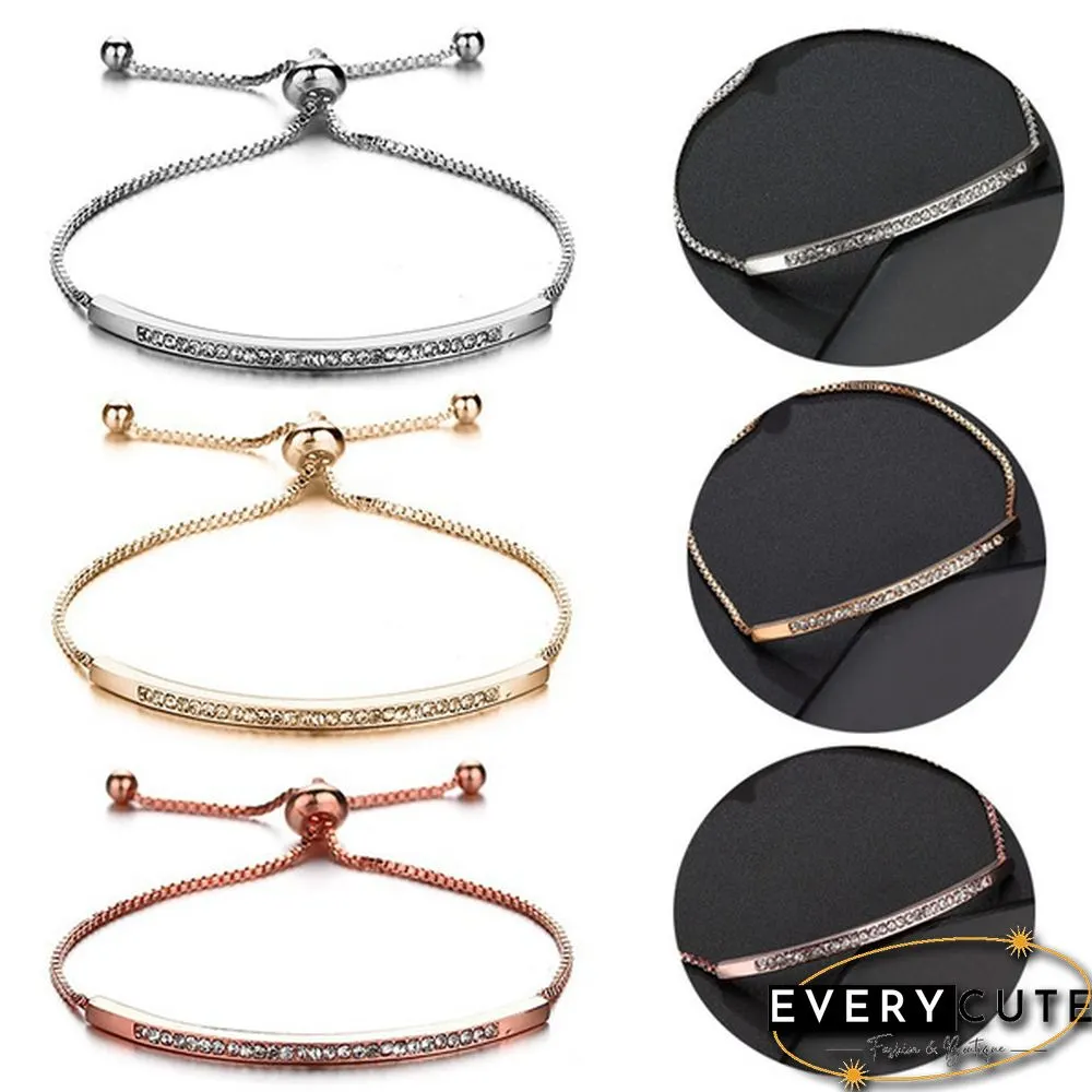 Luxury Women's Fashion Jewelry Accessories 925 Sterling Silver & Rose Gold & Gold Bracelets White sapphire Adjustable Chain Bracelet for Women Charm Anniversary Gift