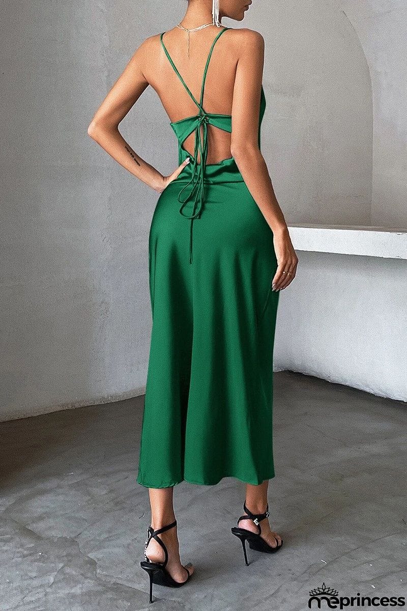 Sexy Party Solid Backless U Neck Sling Dress Dresses