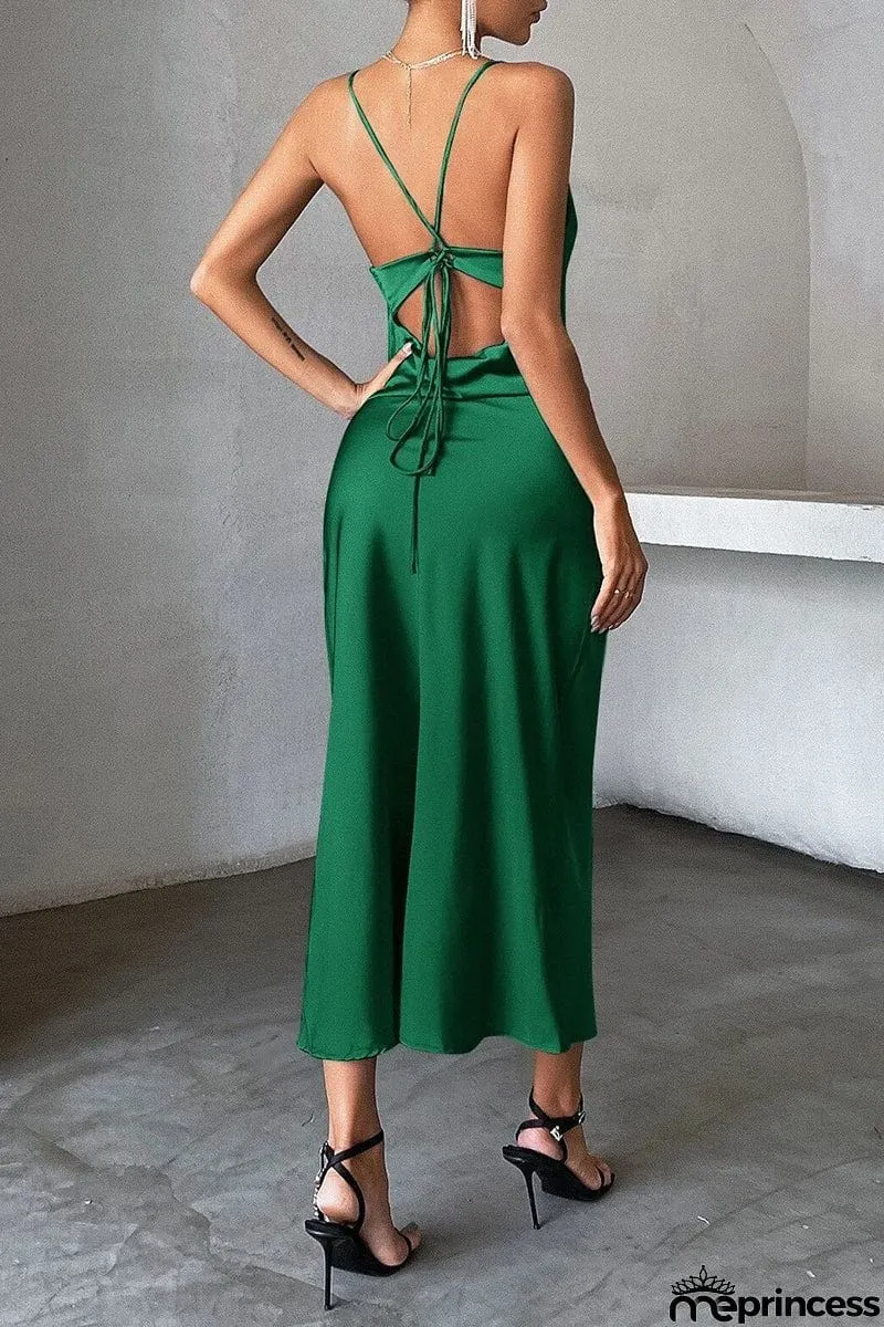 Sexy Party Solid Backless U Neck Sling Dress Dresses