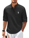 Comfortable textured Henley collar shirt