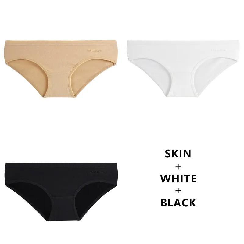 TERMEZY 3PCS Women Sexy Panties Cotton Underwear Solid Briefs Girls Low-waist Lingerie G String Soft Breathable Intimates XXS-L