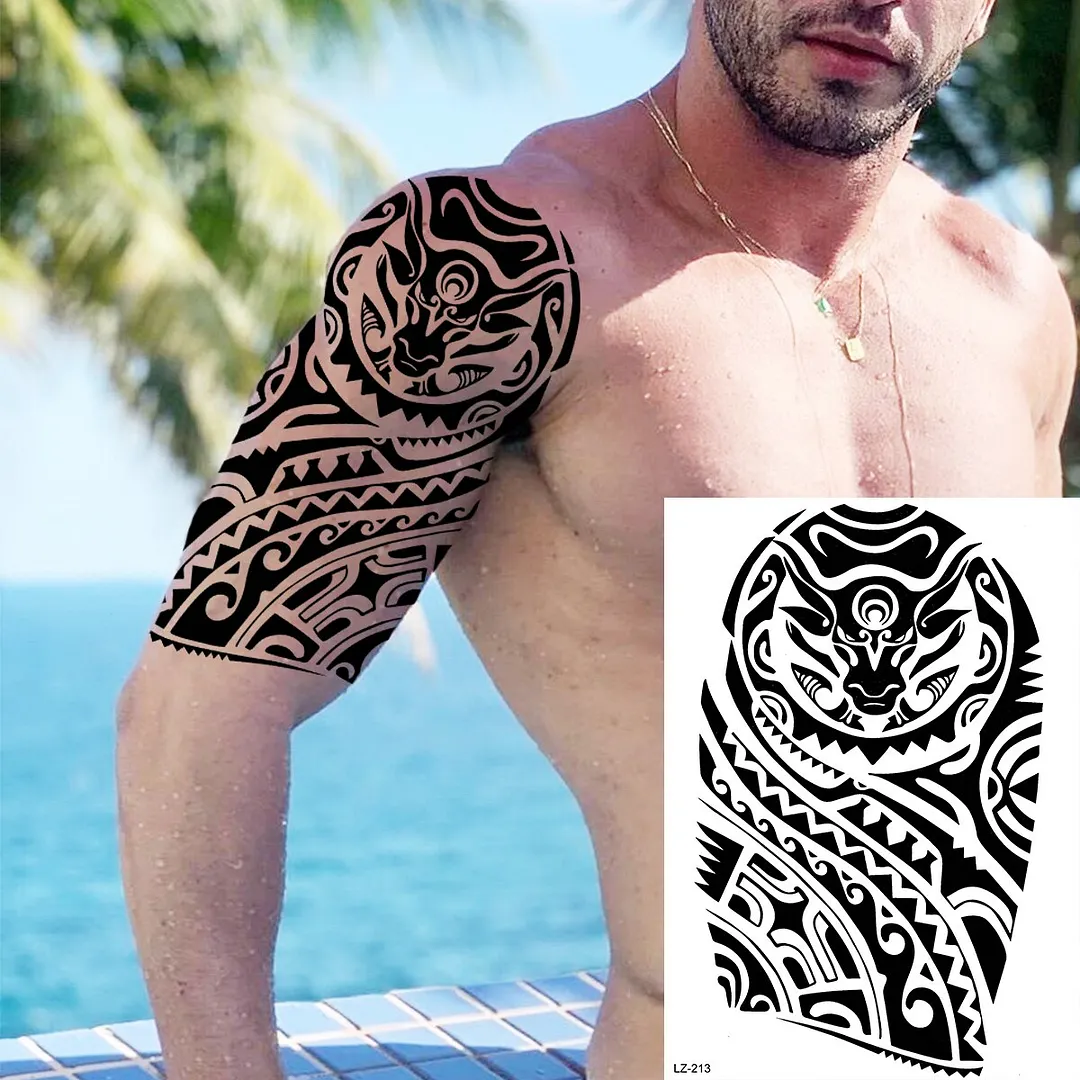 Sdrawing Large Anchor Back Octopus Pirate Skeleton Halloween Temporary Tattoos For Men Adult Compass Wings Fake Tattoo Stickers