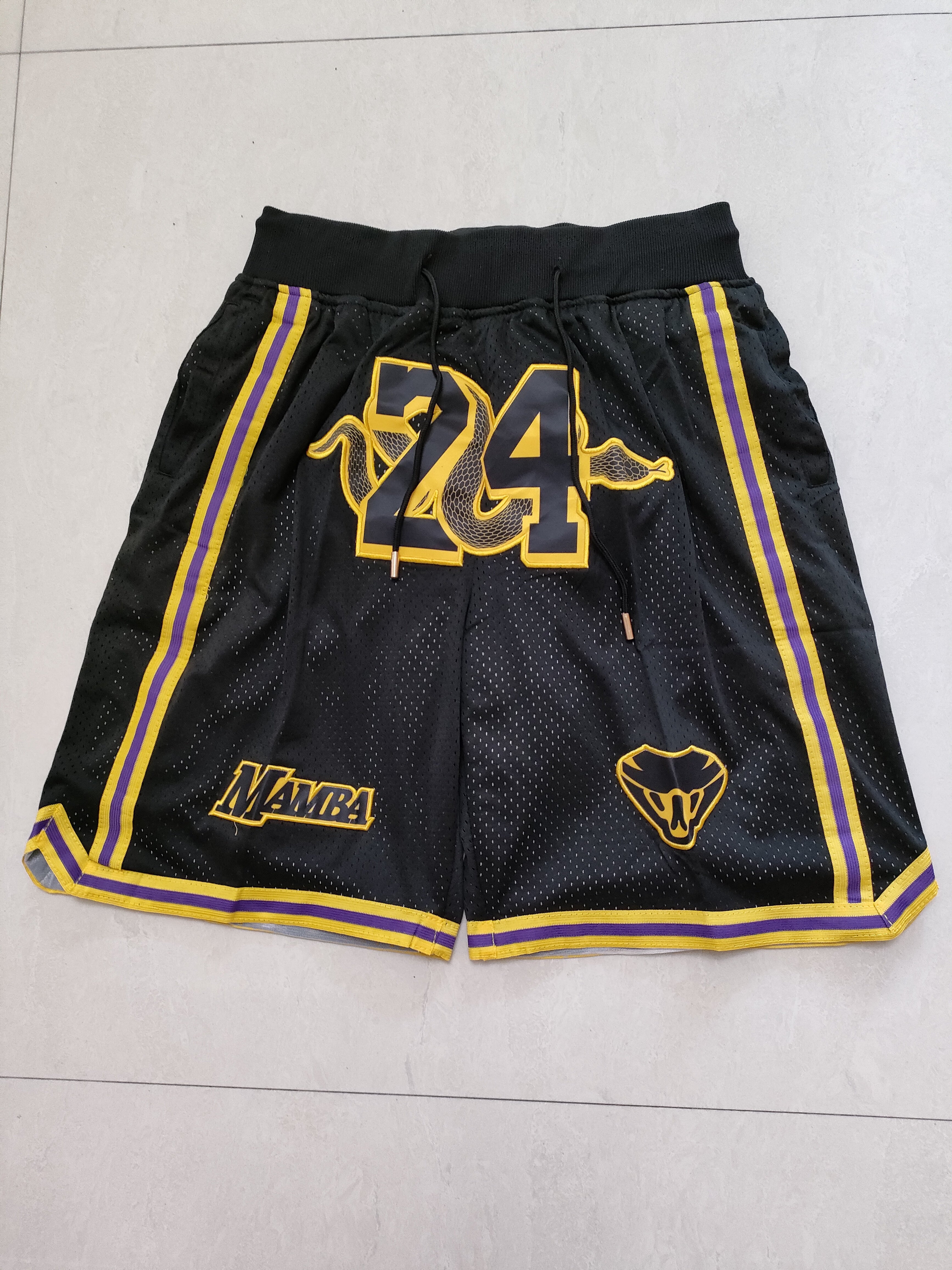 Los Angeles Lakers Mamba Black No. 24 Pocket Pants Shorts