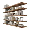 [US Local Warehouse] 5 Tier Floating Shelves Long Wooden Shelf 72x11.81in Adjustable Display Bookshelf with Heavy-Duty Bracket for Living Room Bathroom Kitchen