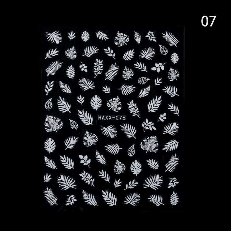 1 Sheet Leaves Geometry 3D Nail Art Stickers Sliders Mandala Flowers Leaf Adhesive Nail Decals Foil Decoration Manicuring Wrap