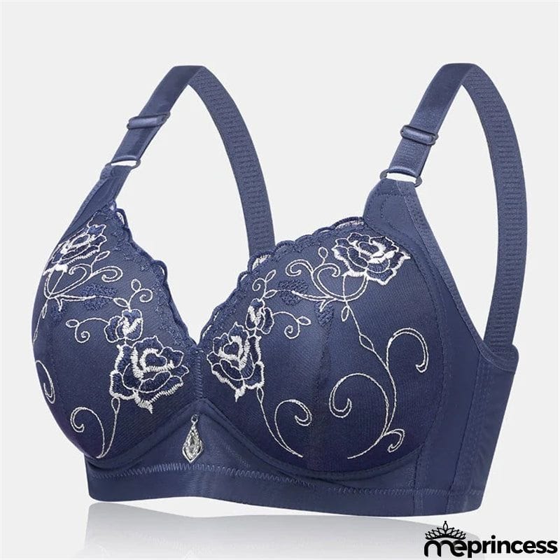 Women's Wireless Floral Embroidered Comfy Bras - Nude