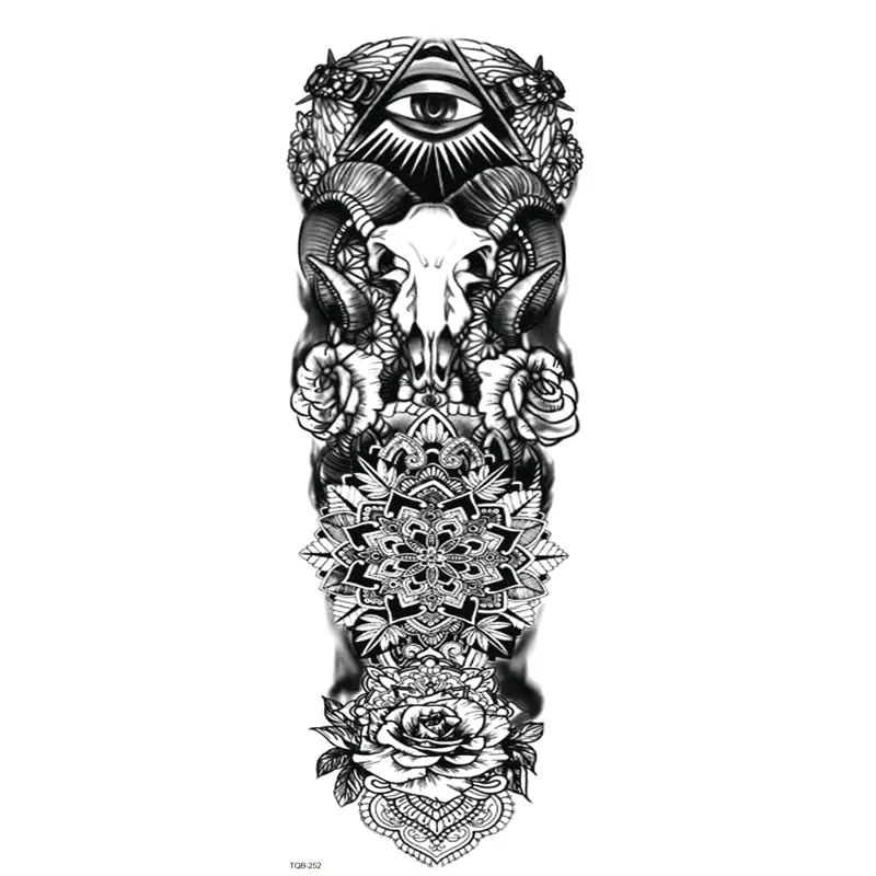 Fake Tattoo Dragon For Men Waterproof Sleeves Angel Tiger Snake Animal Stickers Waterproof Temporary Tattoos Skeleton Hand