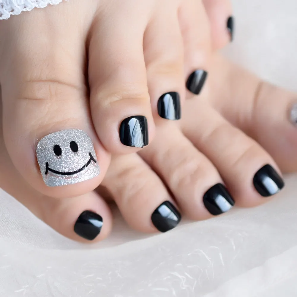 Beige White French Nails Acrylic Nude Toe Nails Shiny Surface Toenails Tips Decoration Designed Fake Nails 24pcs/kit-Nail Inspo