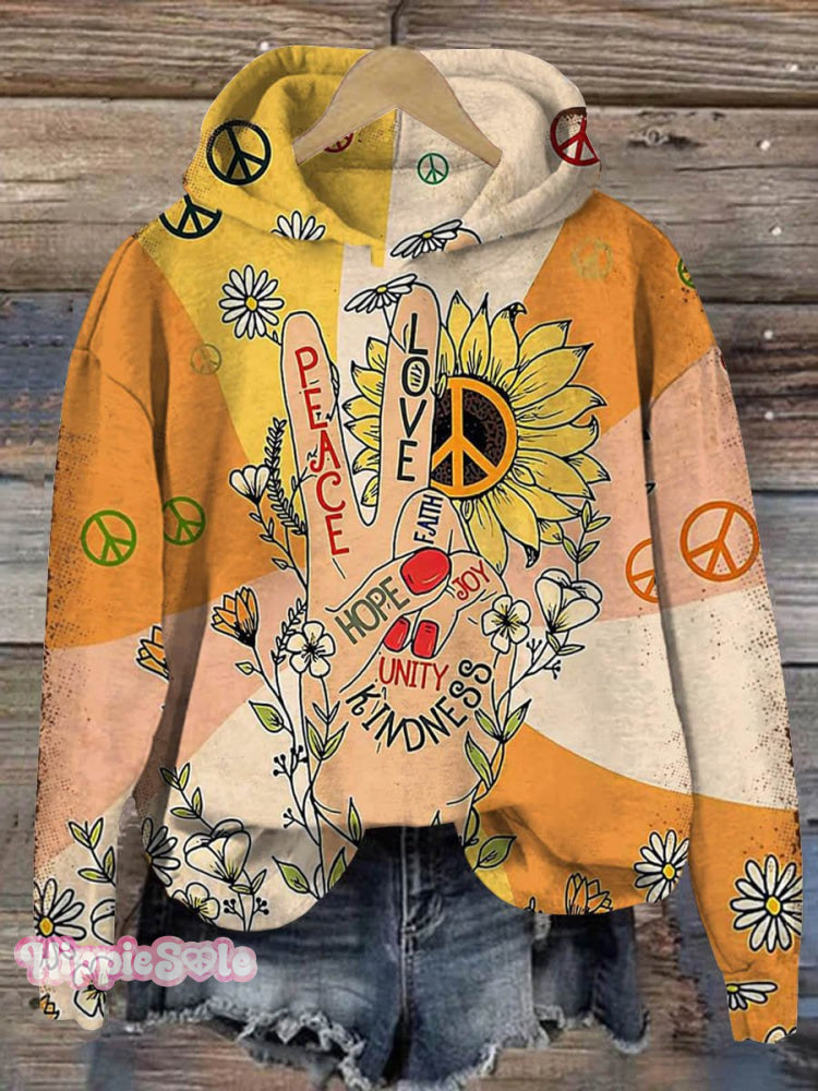 Women&rsquo;s Peace And Love Art Print Casual Sweatshirt Multicolor / S
