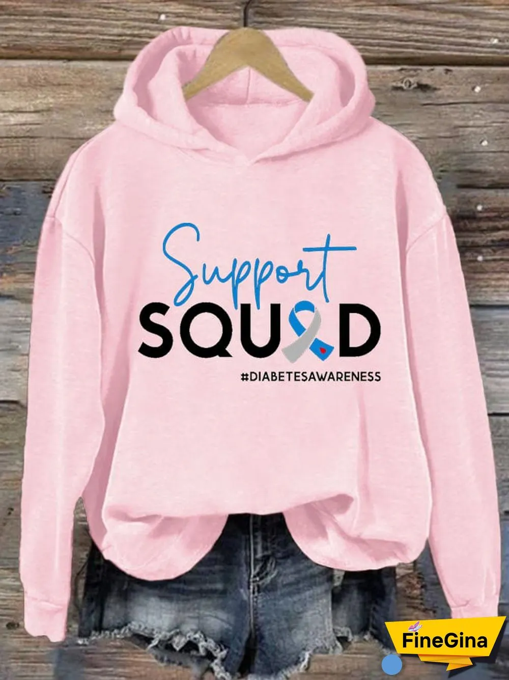 Women's Casual Diabetes Awareness Printed Long Sleeve Sweatshirt