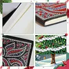 (US Local)Christmas Tree A5 Size Diamond Painting Notebook Set with 4Pcs Bookmark Gift
