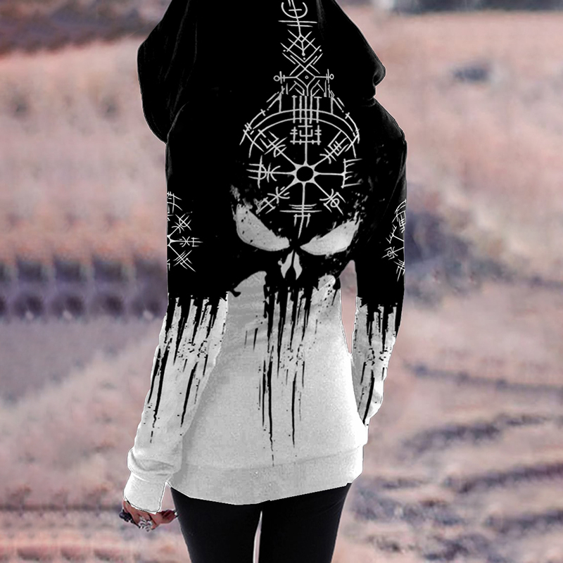 Tribal Viking Skull Ethnic Graphics Hoodie
