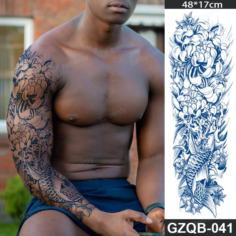 Sdrawing transfer tattoo fake large size full arm tattoo sleeve juice ink long lasting waterproof temporary tattoos men body art