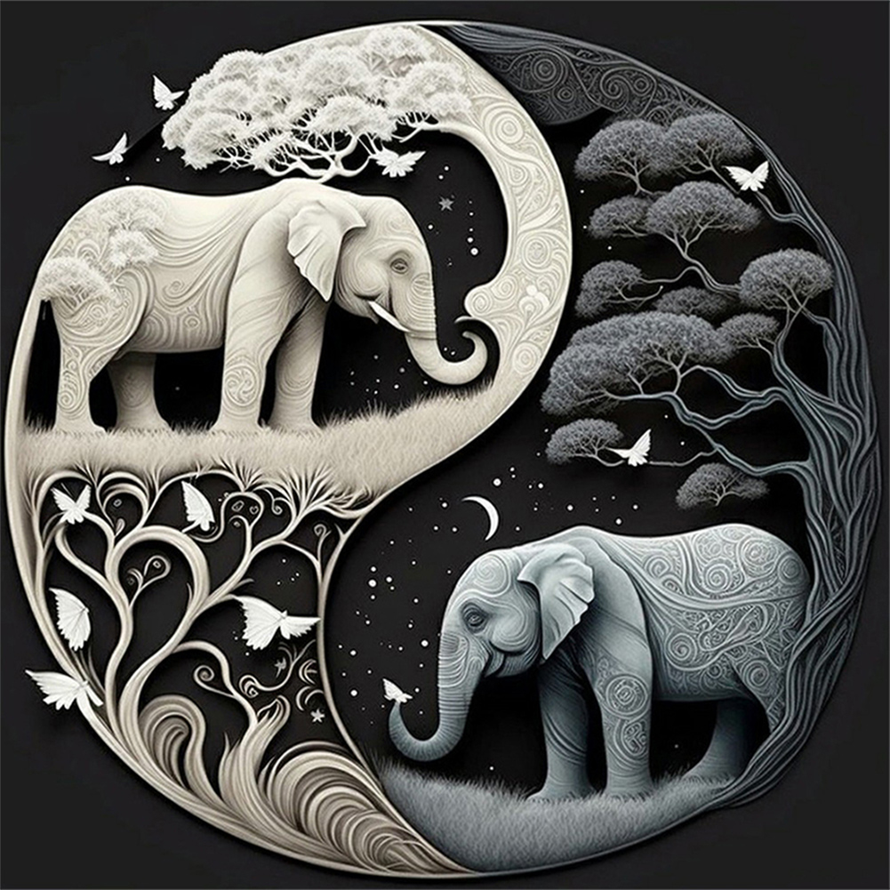 yin and yang-Paint by Numbers-16"x16"/40x40cm