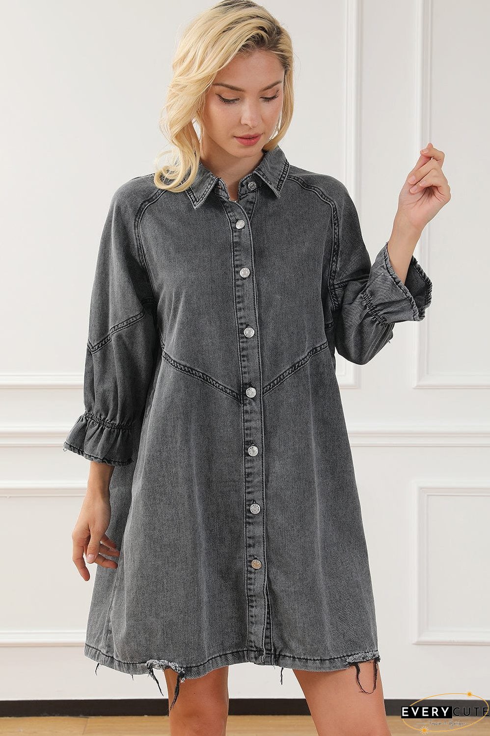 Drop Shoulder Denim Dress