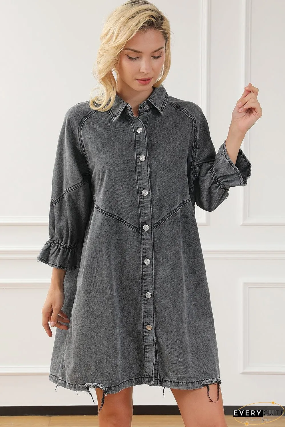 Drop Shoulder Denim Dress