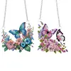(US Local)2Pcs Butterfly Special Shape Diamond Painting Hanging Pendants for Wall Window Decor