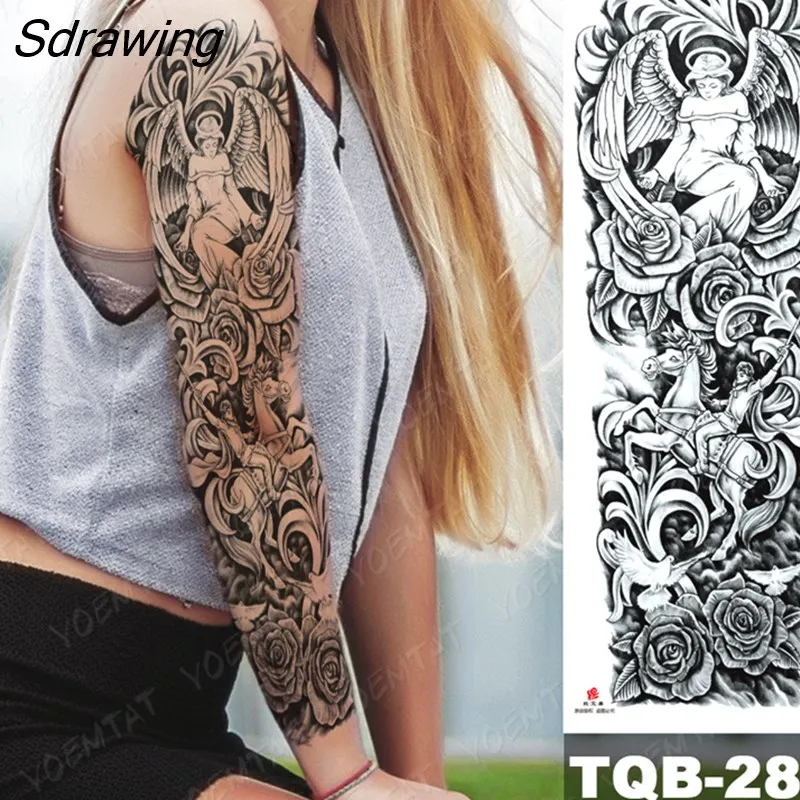 Sdrawing Arm Tattoos Phoenix Bird Crane Koi Wing Feather Waterproof Temporary Tattoo Sticker Women Men Body Art Flower Fake Tatto