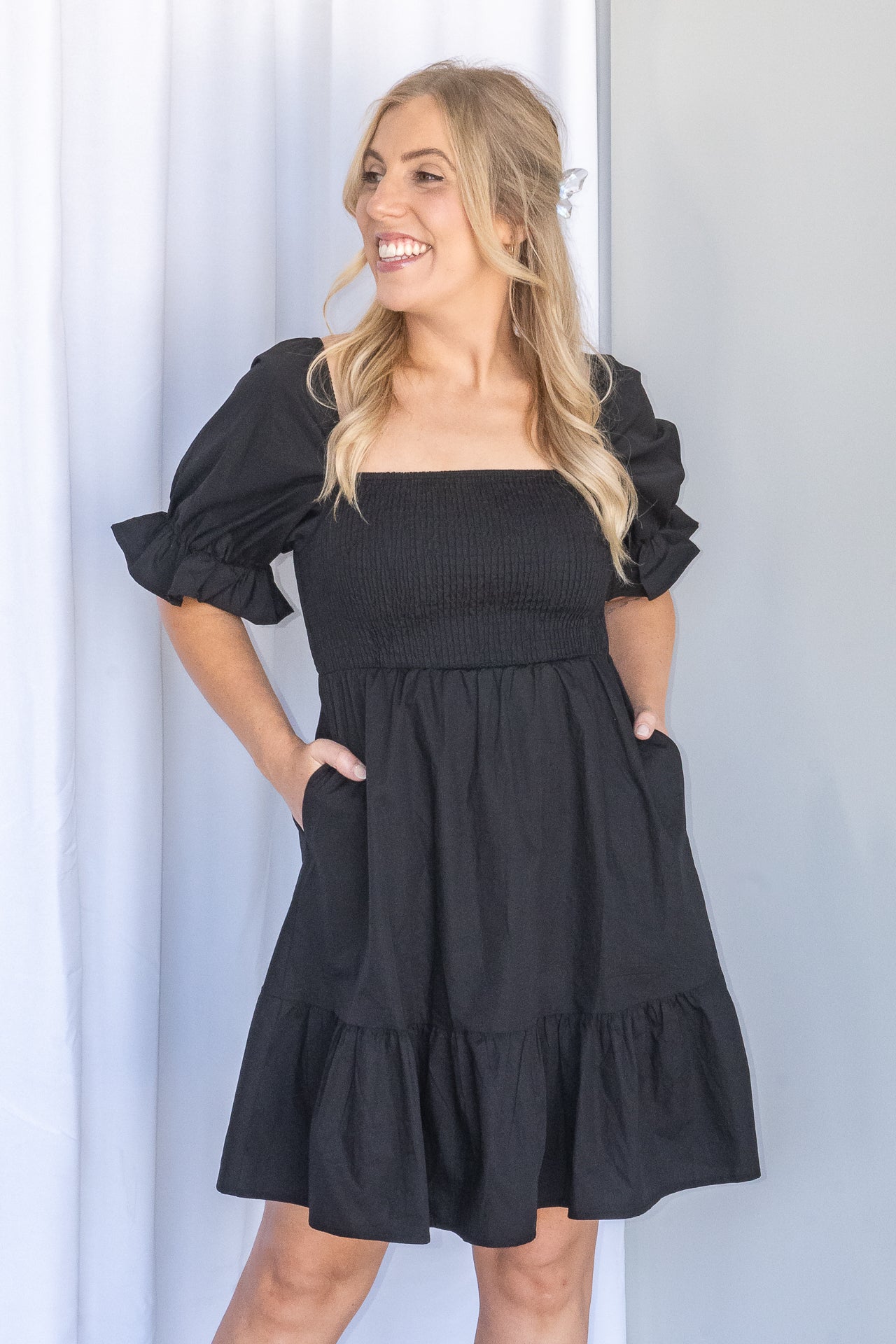 Peyton Cotton Dress in Black