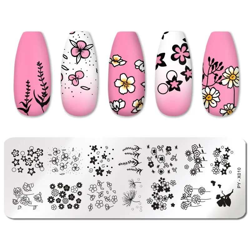 PICT YOU Nail Stamping Plates Marble Texture Animal Flower Snake Christmas Theme Image 12*6cm Template Mold Nail Art Stencil-Nail Inspo